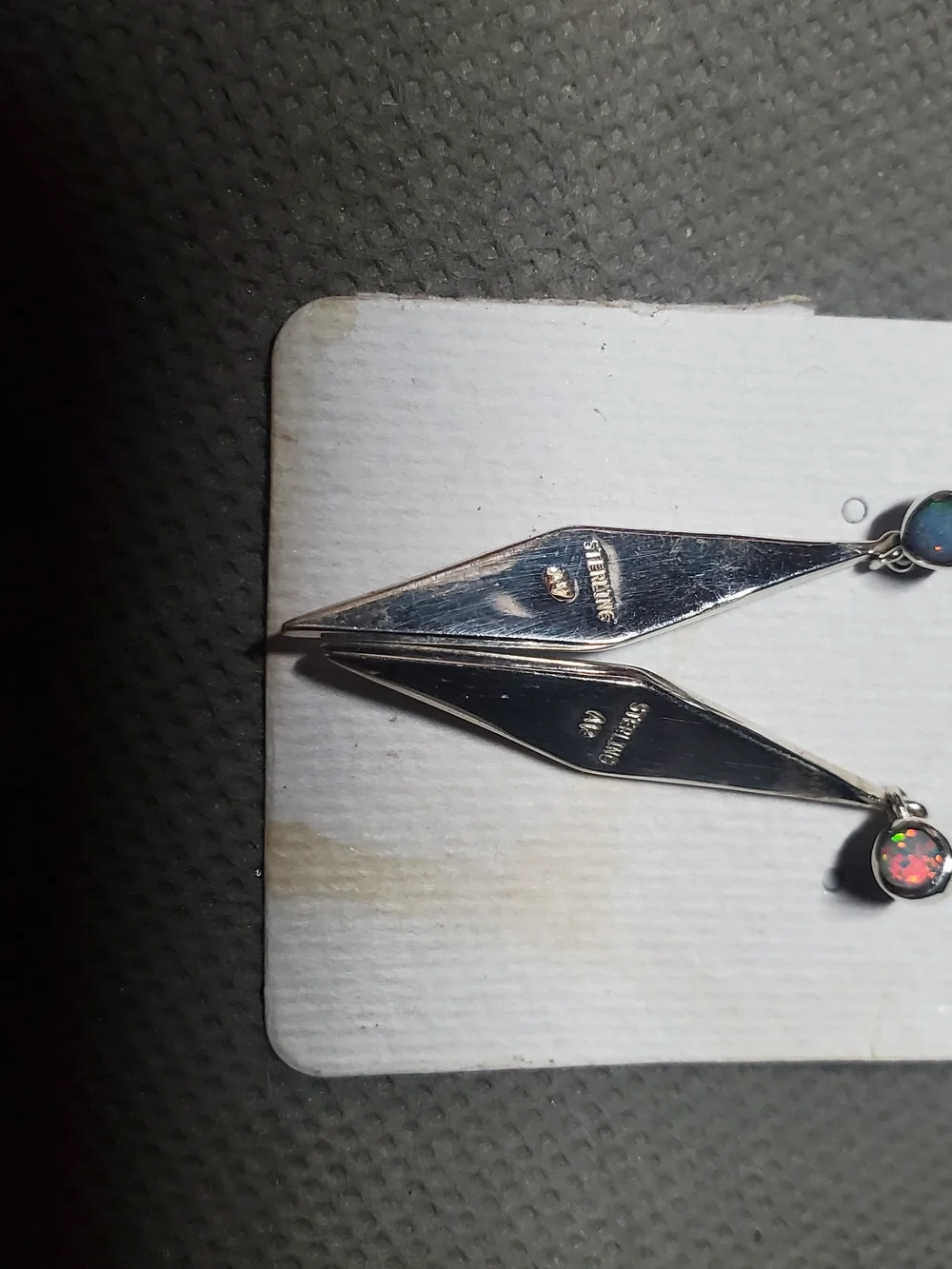 Native Alvin Vandever Sterling Silver Turquoise Fire Opal Inlay Dangle Earrings